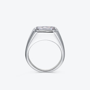 Dissoo® Emerald cut Sterling Silver Bezel Signet Ring