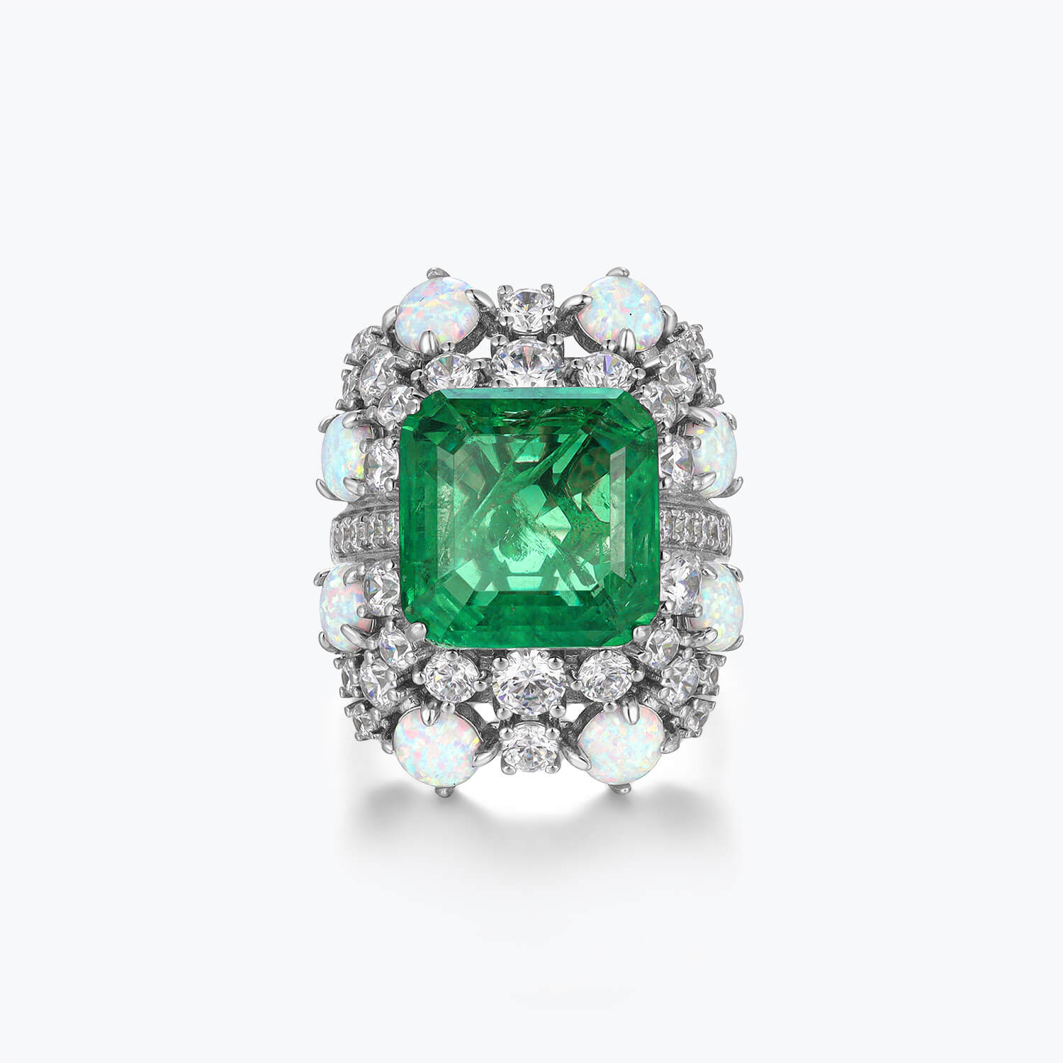 Dissoo® Opal Drop & Emerald Luxury Cocktail Ring