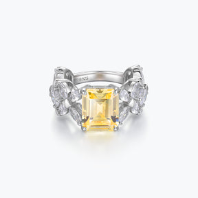 Dissoo® Emerald Cut Gemstone Leaf Trellis Cluster  Ruby Cocktail Ring
