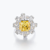 Dissoo® Light Yellow Radiant Cut Floral Cluster Engagement Ring