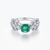 Dissoo® Emerald Green Cushion Cut Cluster Engagement Ring&Cocktail Ring