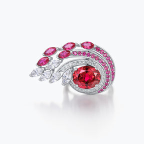 Dissoo® Dazzling Glow Cocktail Ring with 5ct Ruby Red Oval Gemstone