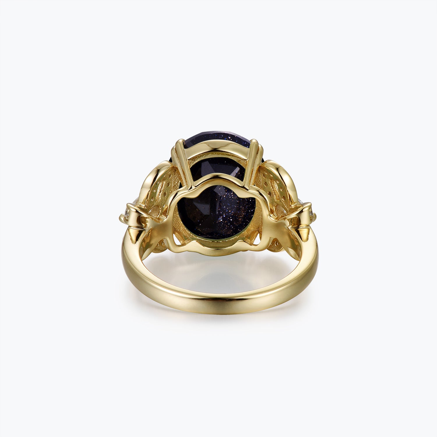 Dissoo® Bowknot Blue Goldstone Three-Stone Cocktail Engagement Ring