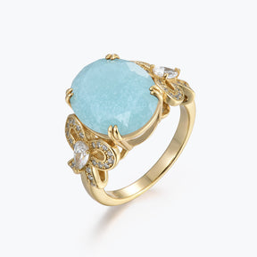 Dissoo® Bowknot Amazonite Three-Stone Cocktail Engagement Ring