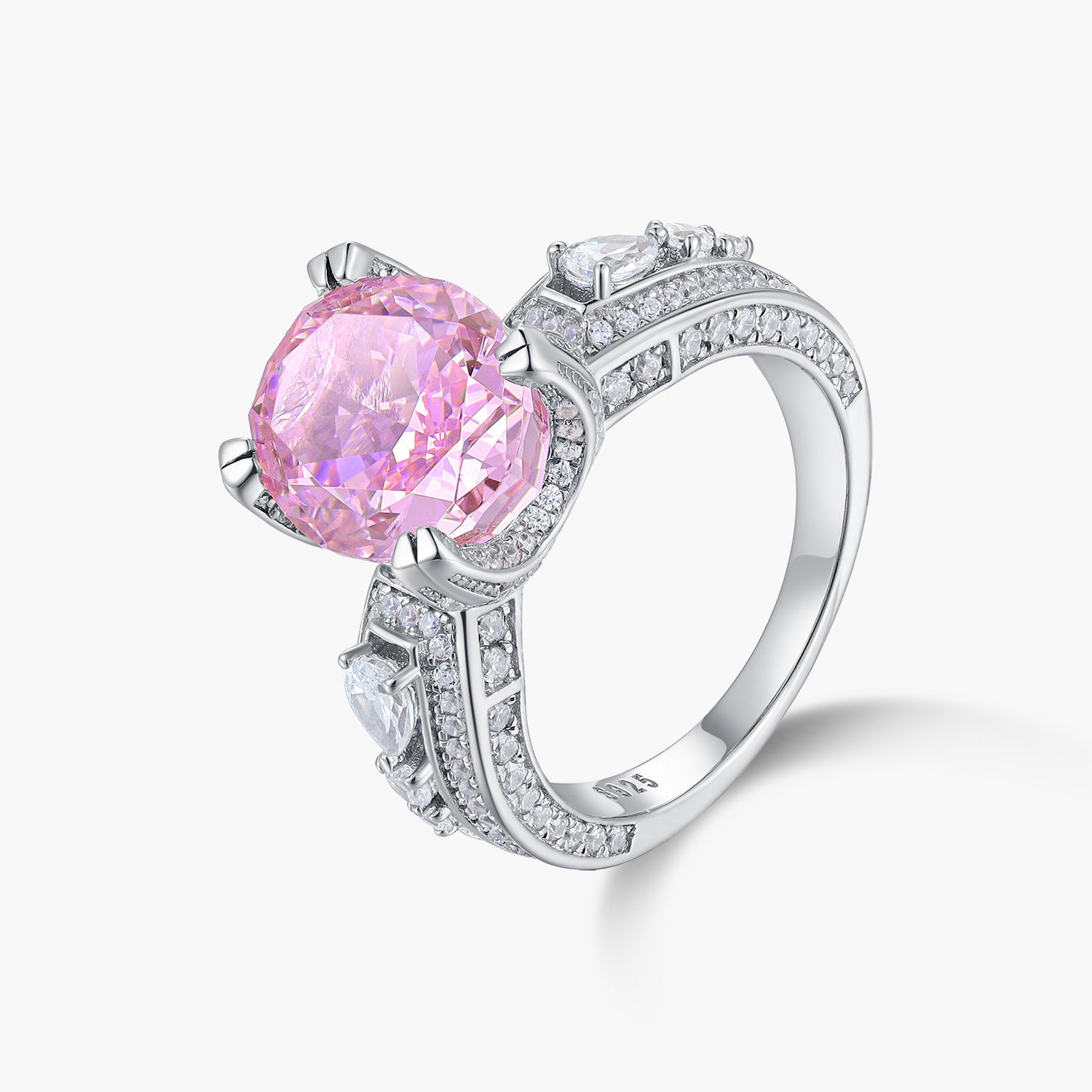 Elegant Oval Cut Pink Gemstone Engagement Ring