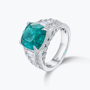 Dissoo® Art Deco Emerald Cushion Cut Cathedral Engagement Cocktail Ring