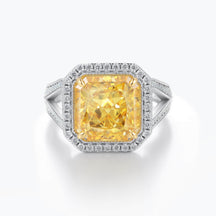 Dissoo® Yellow 5-Carat Radiant Cut Split-Shank Sterling Silver Cocktail Ring