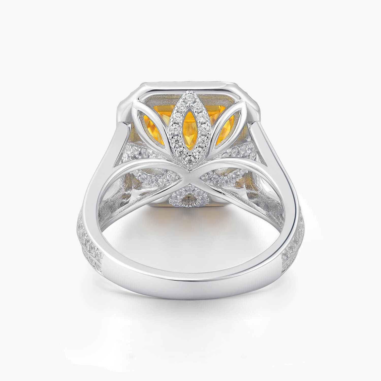 Dissoo® Yellow 5-Carat Radiant Cut Split-Shank Sterling Silver Cocktail Ring