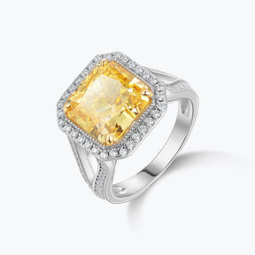 Dissoo® Yellow 5-Carat Radiant Cut Split-Shank Sterling Silver Cocktail Ring