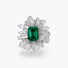 Dissoo® Emerald Green Floral Cluster Cocktail Engagement Ring