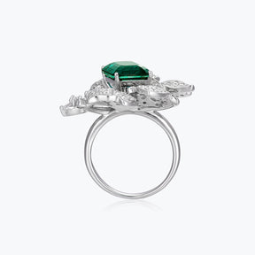 Dissoo® Emerald Green Floral Cluster Cocktail Engagement Ring