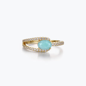 Dissoo® Gold Oval Split-Shank Pavé Amazonite Engagement Ring