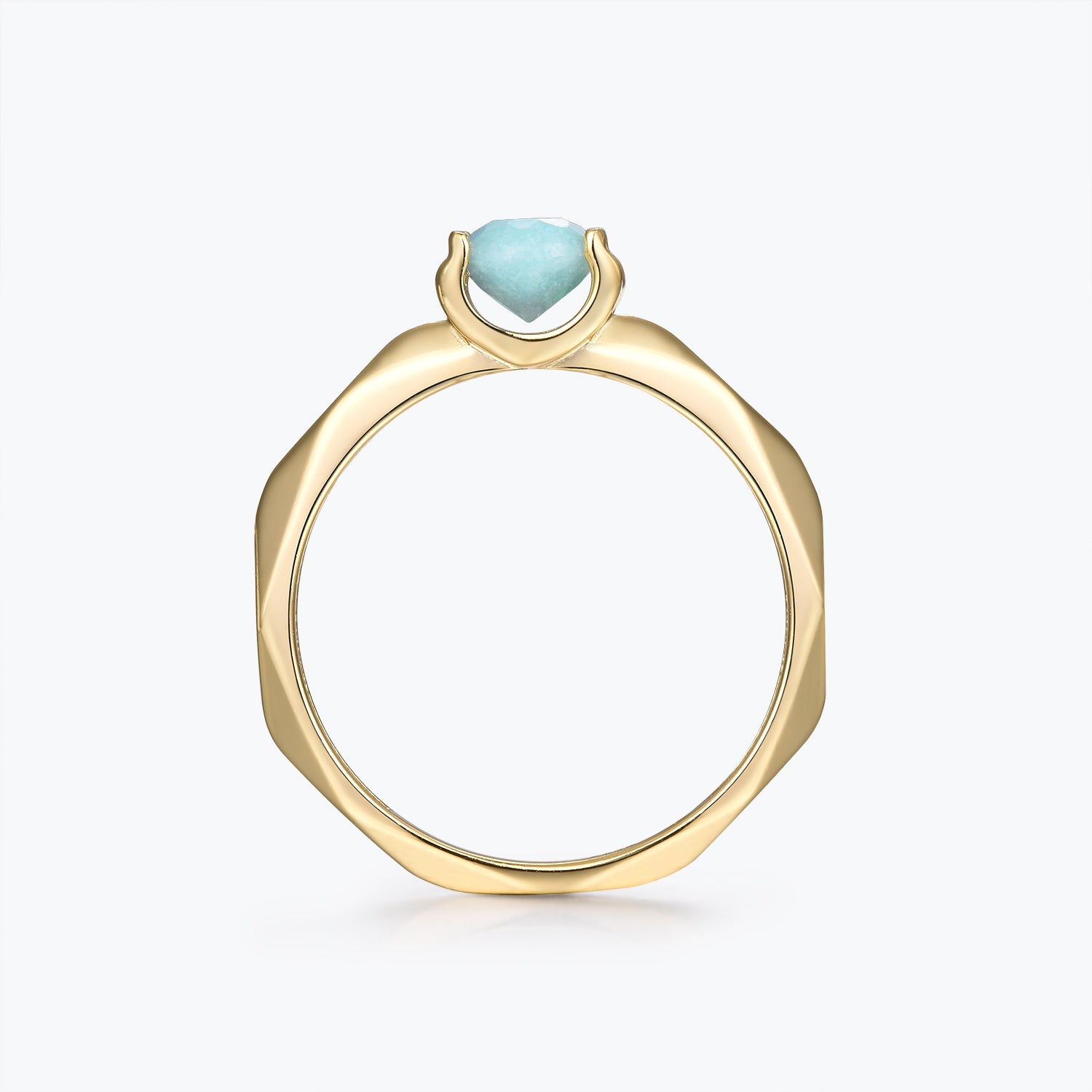 Dissoo® Gold Round Multi-faceted Amazonite Engagement Wedding Ring