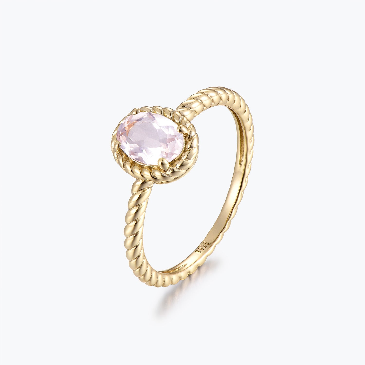 Dissoo® Gold Oval Pink Solitaire Twisted Engagement Ring