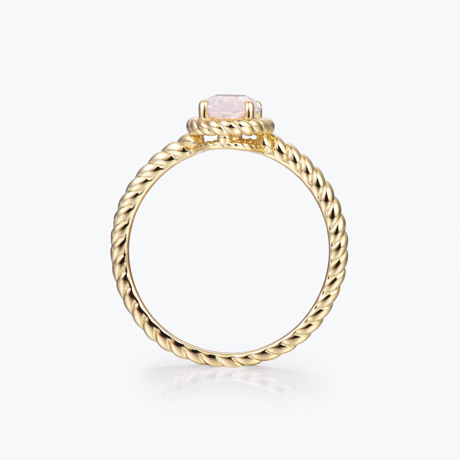 Bague de fiançailles solitaire ovale rose torsadée Dissoo® en or