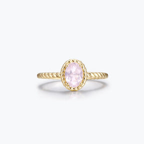 Dissoo® Gold Oval Pink Solitaire Twisted Engagement Ring