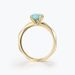 Dissoo® Gold Round Multi-faceted Amazonite Engagement Wedding Ring