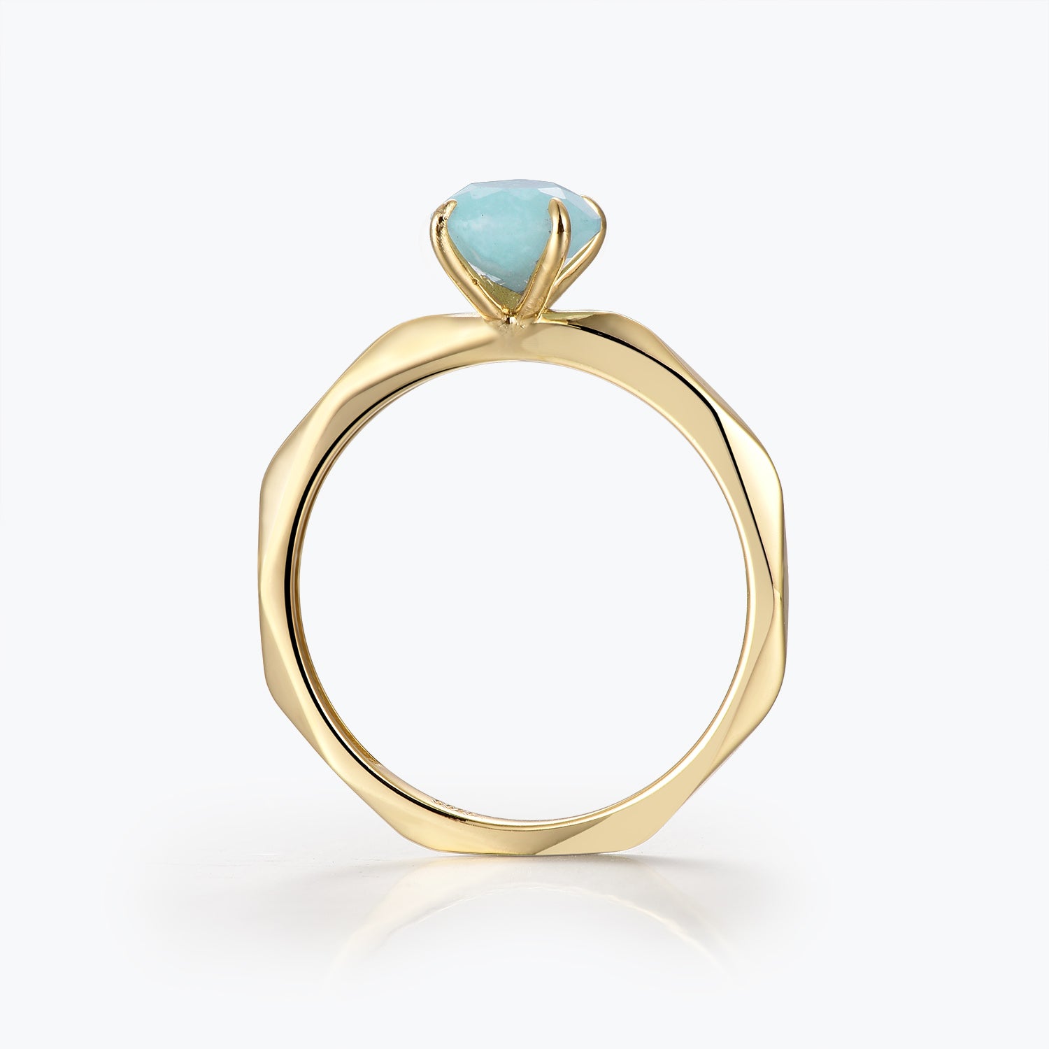 Dissoo® Gold Pear Amazonite Multi-faceted Engagement Wedding Ring