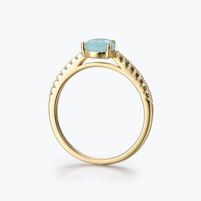 Dissoo® Pear Amazonite Semi-Eternity Ring Set with Soleil Curved Stacked Ring