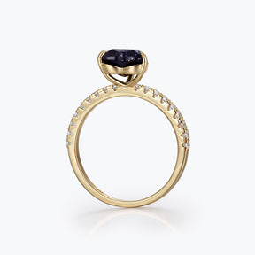 Dissoo® Heart Shaped Blue Goldstone Bridal Set Ring in Gold Vermeil