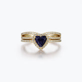 Dissoo® Heart Shaped Blue Goldstone Bridal Set Ring in Gold Vermeil