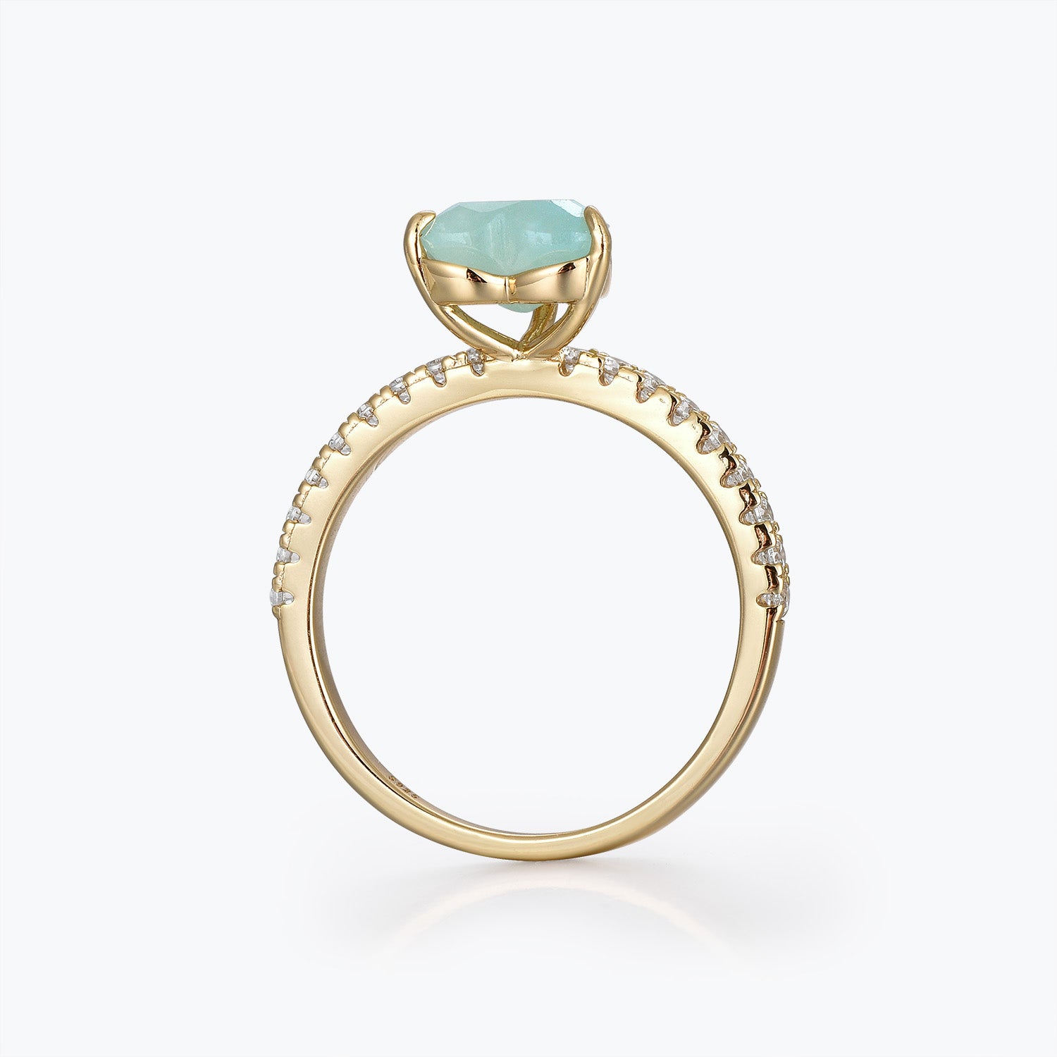 Dissoo® Herzförmiger Amazonit-Brautring in Gold Vermeil