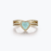 Dissoo® Heart Shaped Amazonite Bridal Set Ring in Gold Vermeil