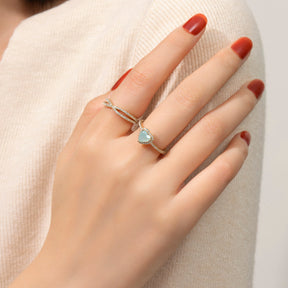 Dissoo® Heart Shaped Amazonite Bridal Set Ring in Gold Vermeil