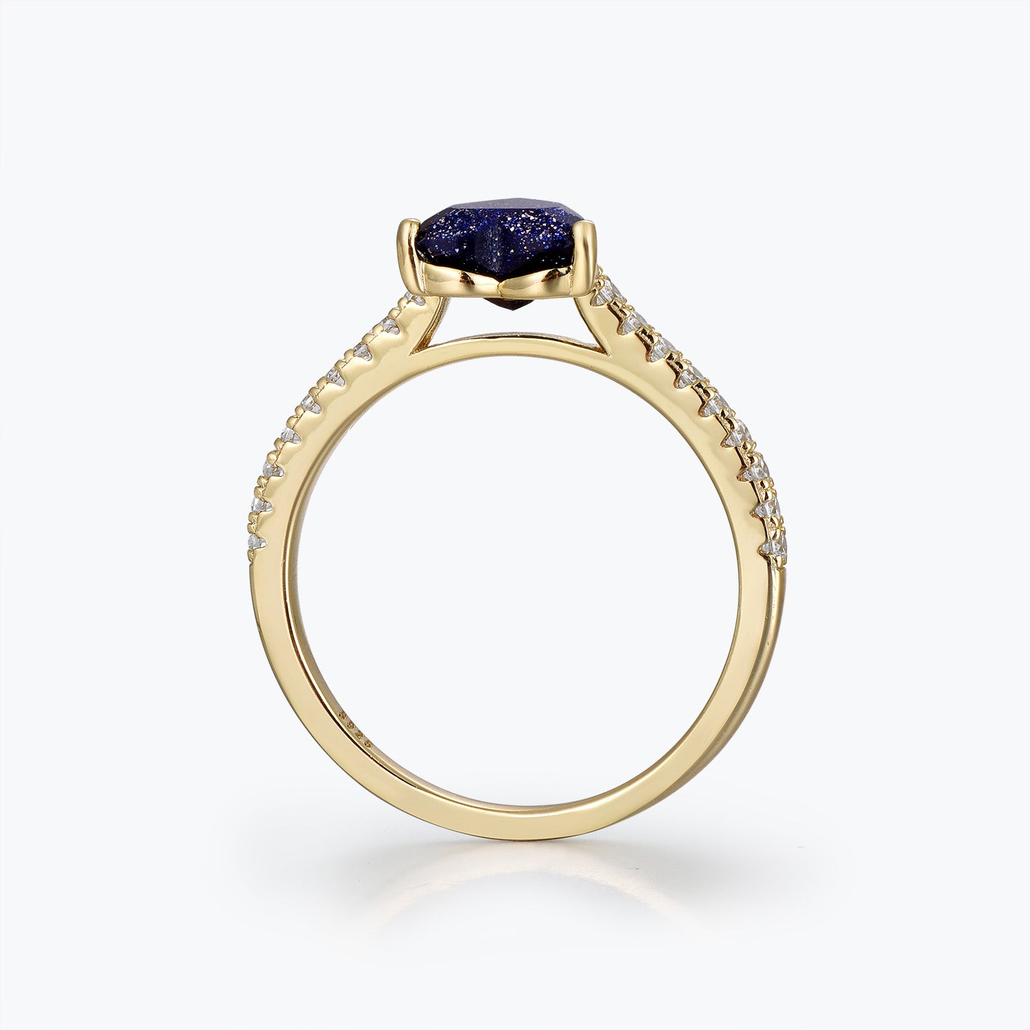 Pear Cut Eternity Stackable Blue Goldstone Bridal Set Ring