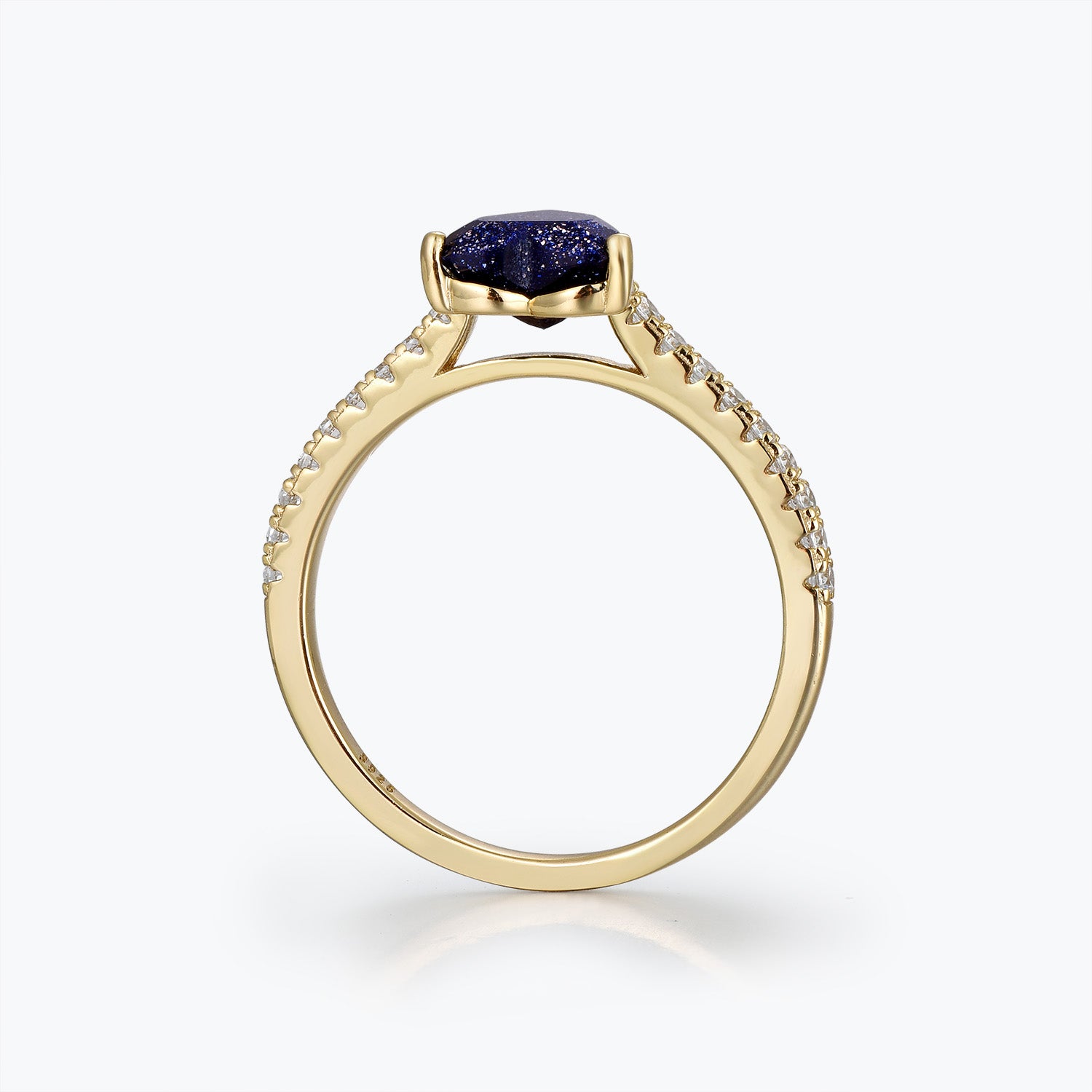 Dissoo® Pear Eternity Stackable Blue Goldstone Bridal Set Ring in Gold Vermeil