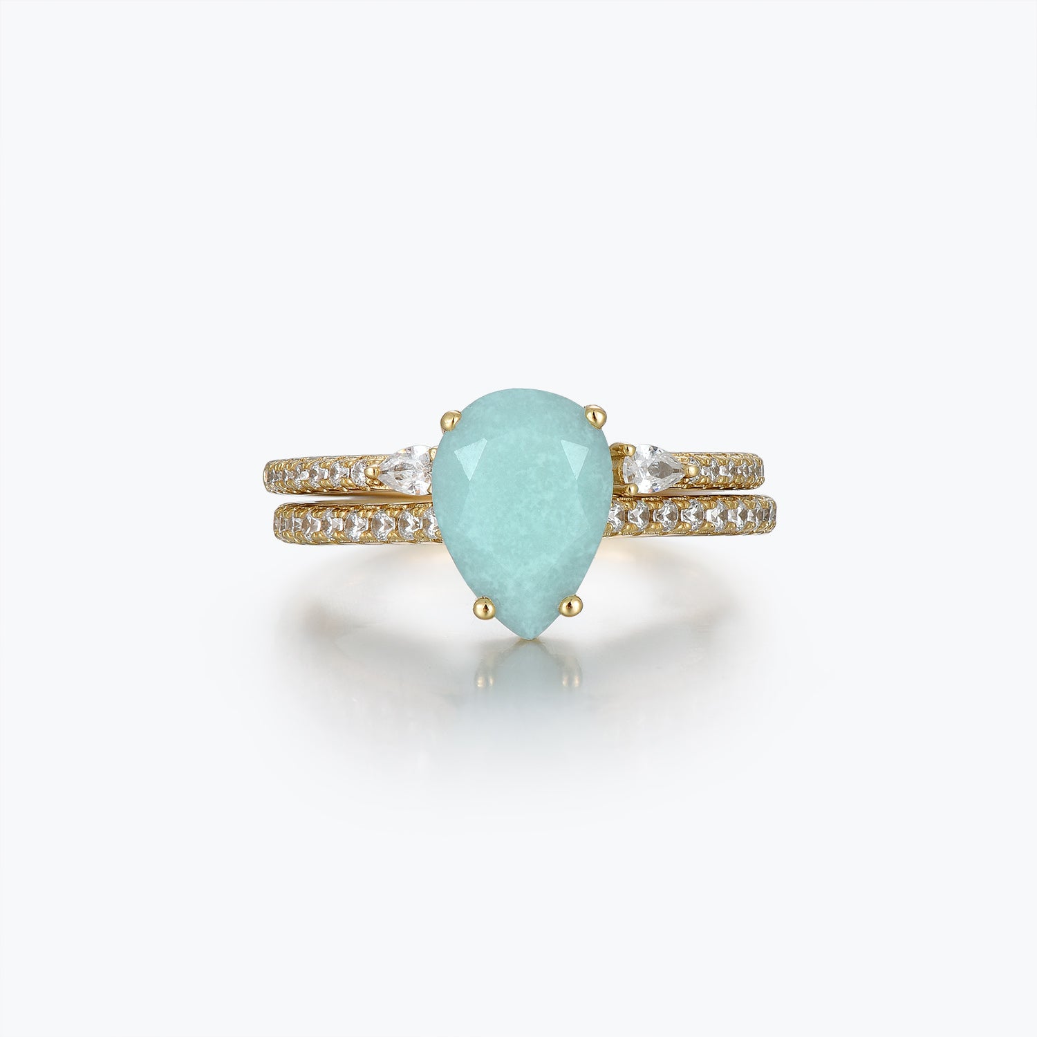 Pear Cut Eternity Stackable Amazonite Bridal Set Ring