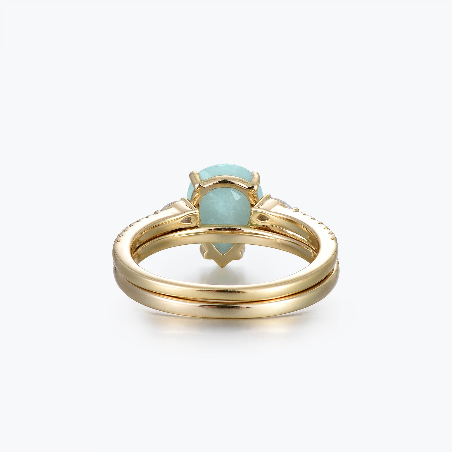 Dissoo® Pear Eternity Stackable Amazonite Bridal Set Ring in Gold Vermeil