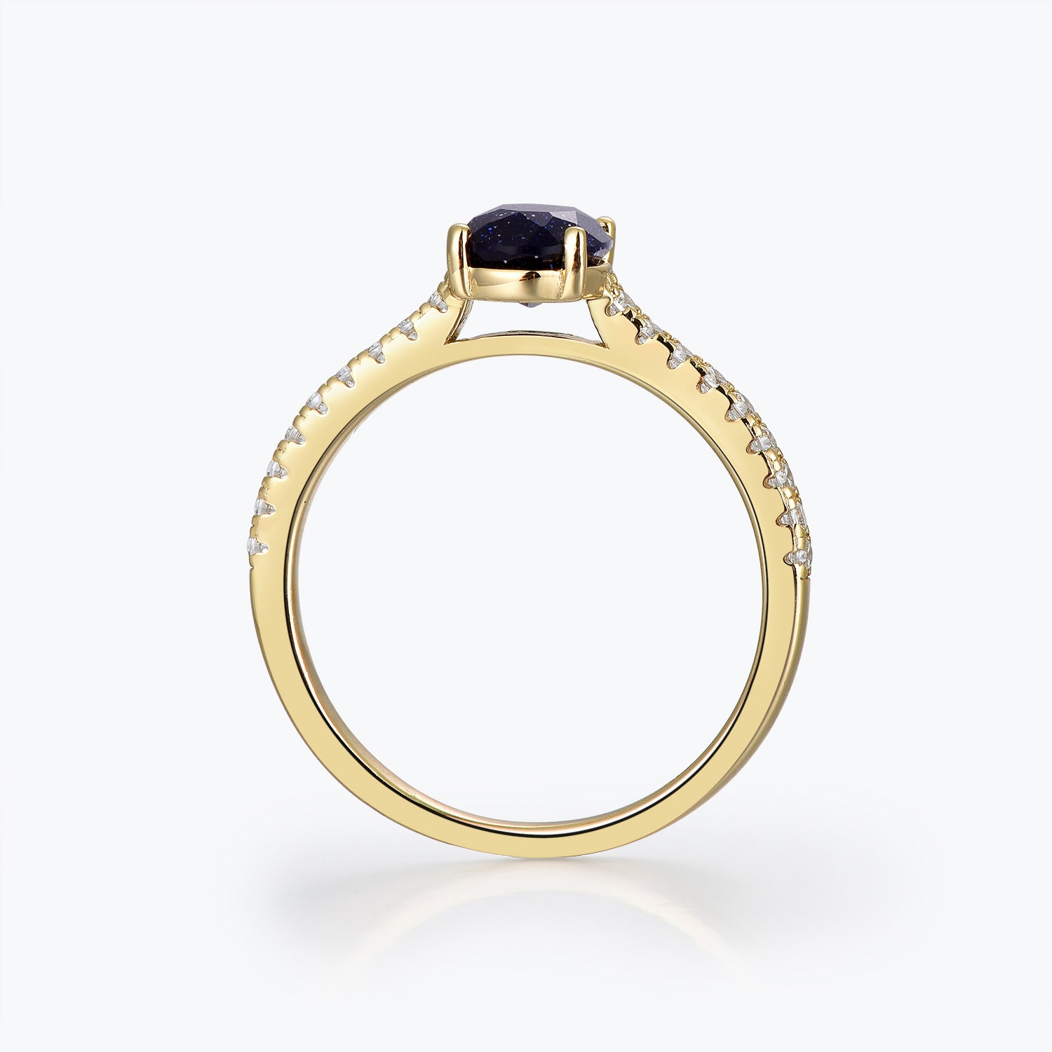 Dissoo® Oval Shaped Blue Goldstone Bridal Set Ring in Gold Vermeil