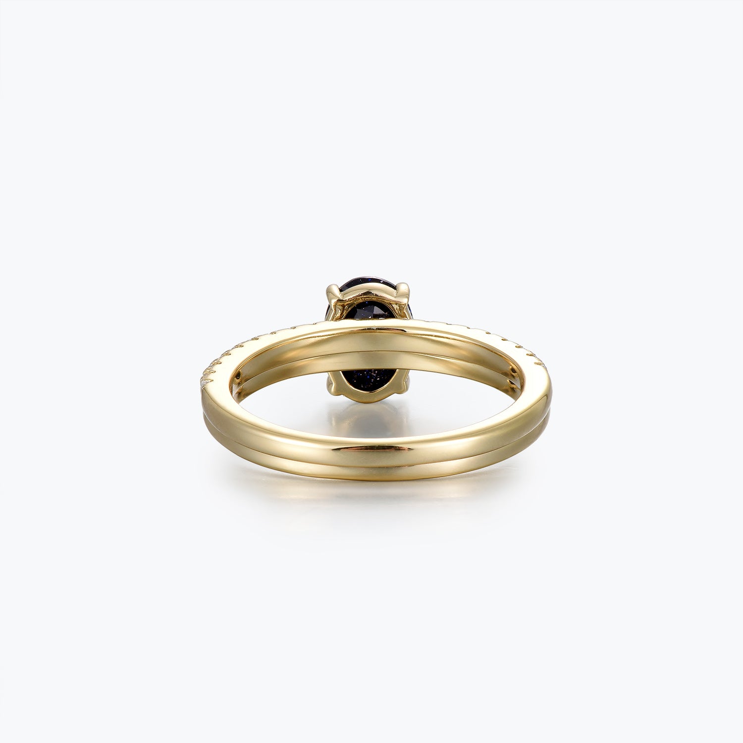 Dissoo® Oval Shaped Blue Goldstone Bridal Set Ring in Gold Vermeil