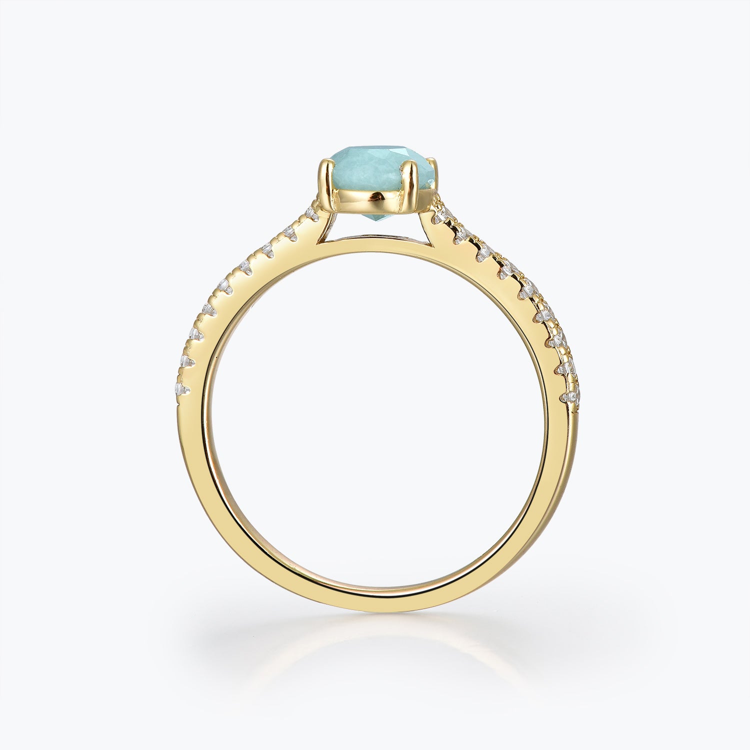 Classic Oval Cut Amazonite Bridal Set Ring