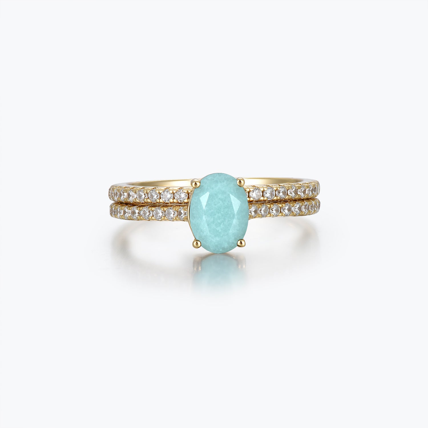 Bague de mariée ovale en amazonite Dissoo® en or vermeil