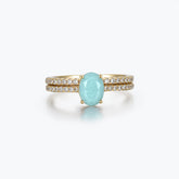 Dissoo® Oval Amazonite Bridal Set Ring in Gold Vermeil