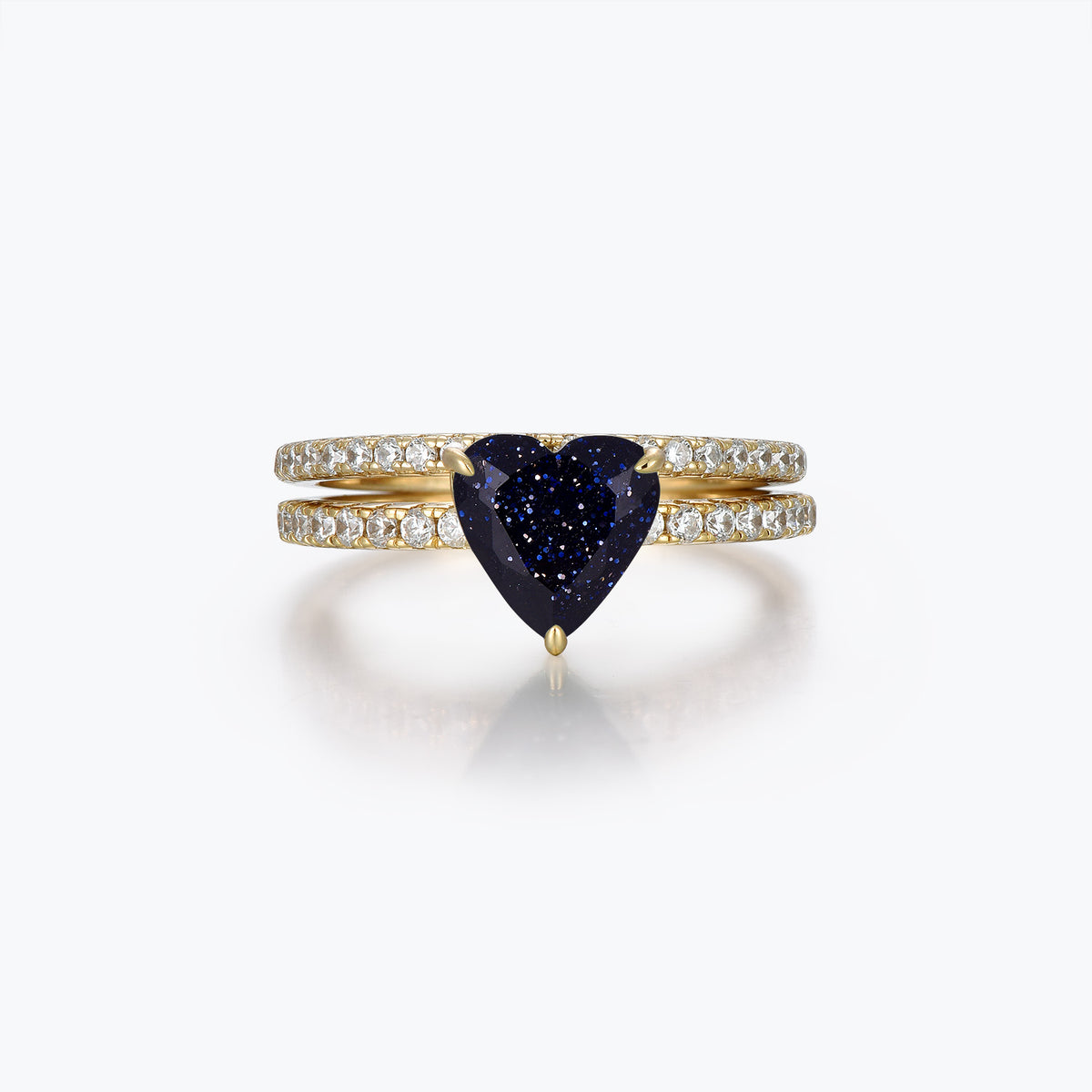 Dissoo® Heart Eternity Blue Goldstone Bridal Set in Gold Vermeil