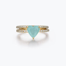 Dissoo® Heart Eternity Amazonite Bridal Set Ring in Gold Vermeil