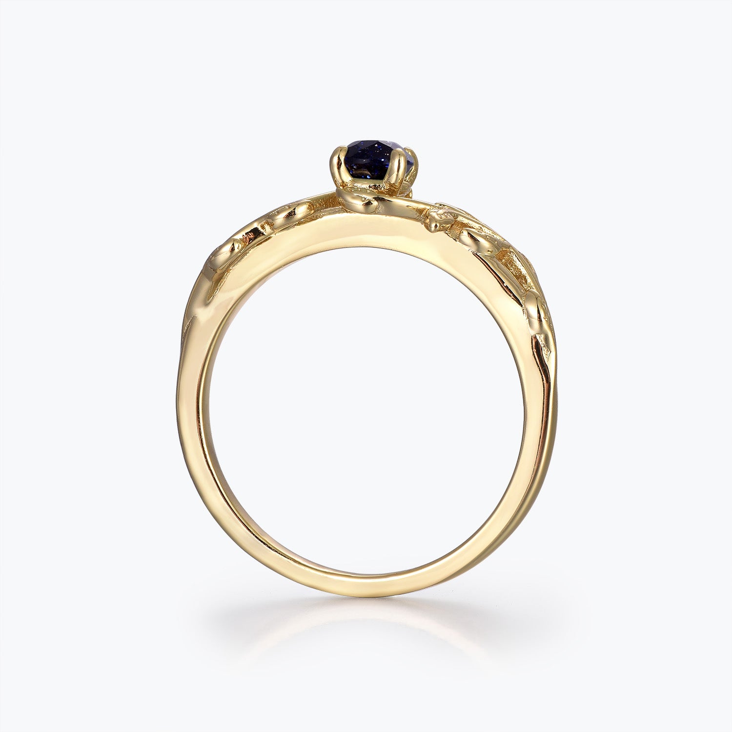Dissoo® Winding Willow Blue Goldstone Bridal Set Engagement Ring