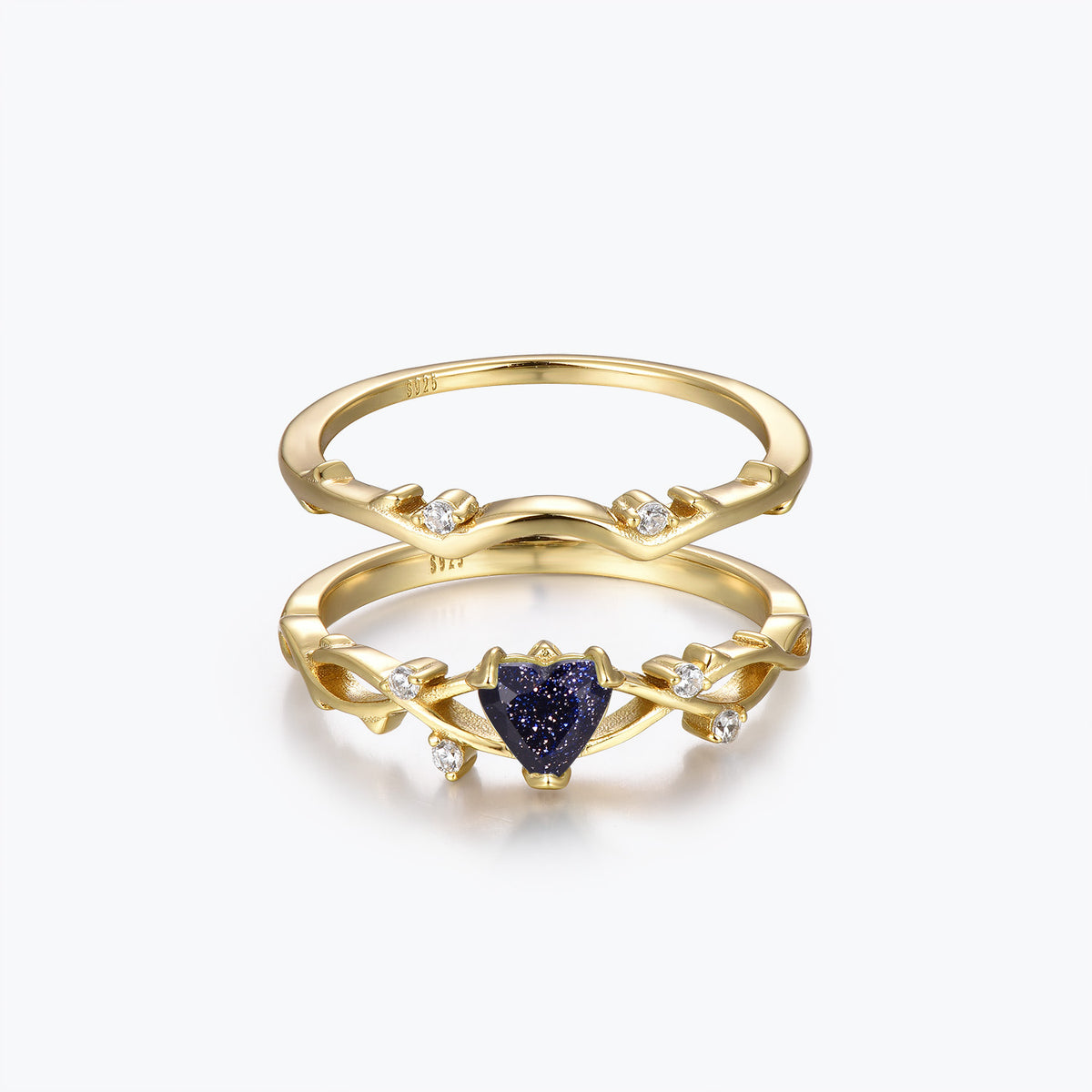 Dissoo® Winding Willow Heart Blue Goldstone Bridal Set
