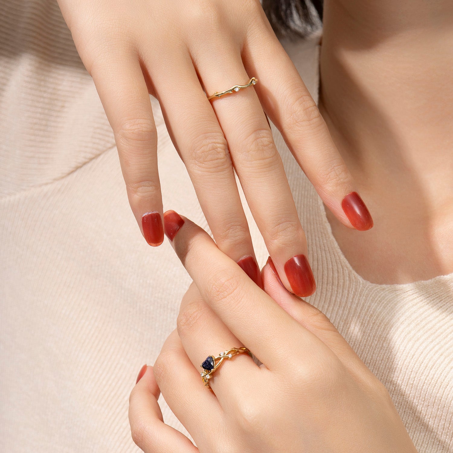 Dissoo® Winding Willow Heart Brautset in Blau und Goldstein