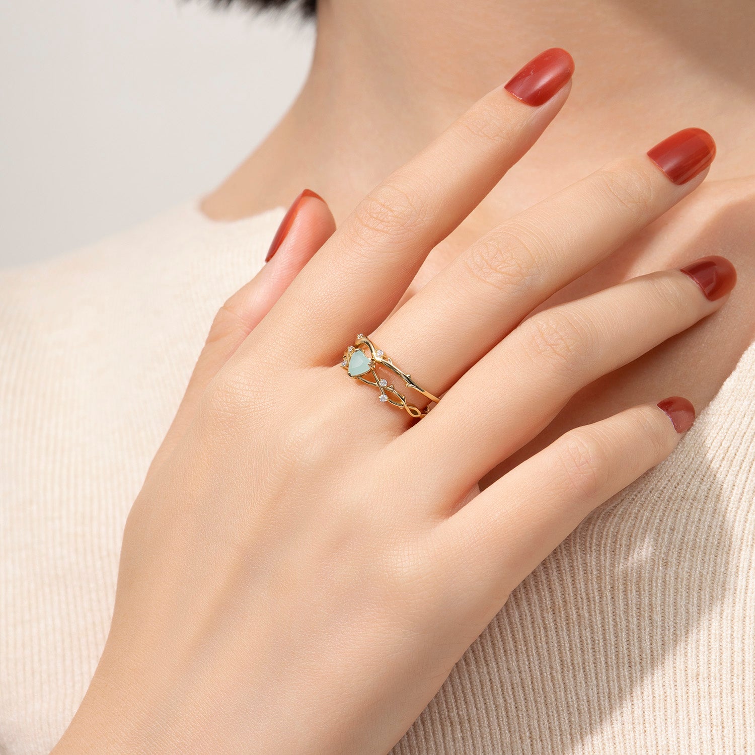 Winding Willow Heart Cut Amazonite Bridal Set