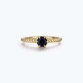 Dissoo® Round Solitaire Blue Goldstone Twisted Engagement Ring in Gold Vermeil