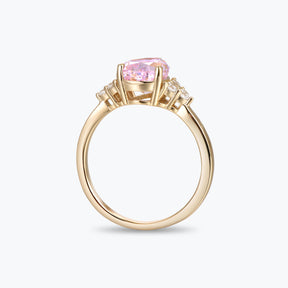 Dissoo® Pink Floral Pear Cut Gold Ring Set with Curved Stacked Ring