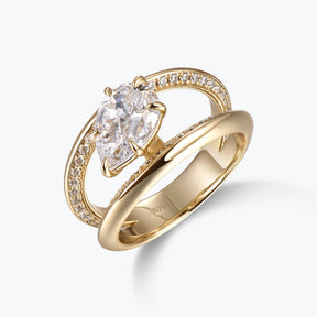 Dissoo® Pear Split-Shank Gold Moissanite Engagement ring