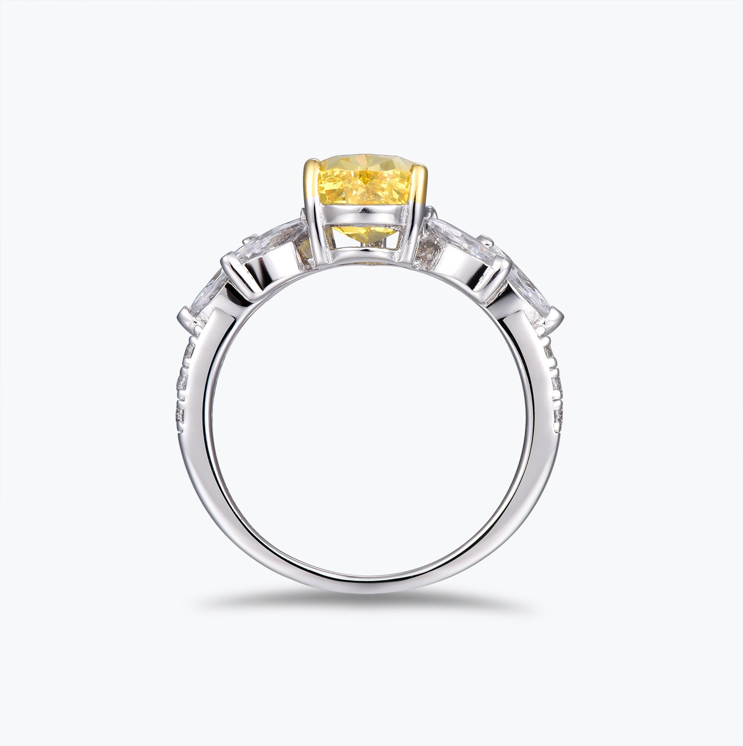 Dissoo® Yellow Pear Cluster Sterling Silver Engagement Ring
