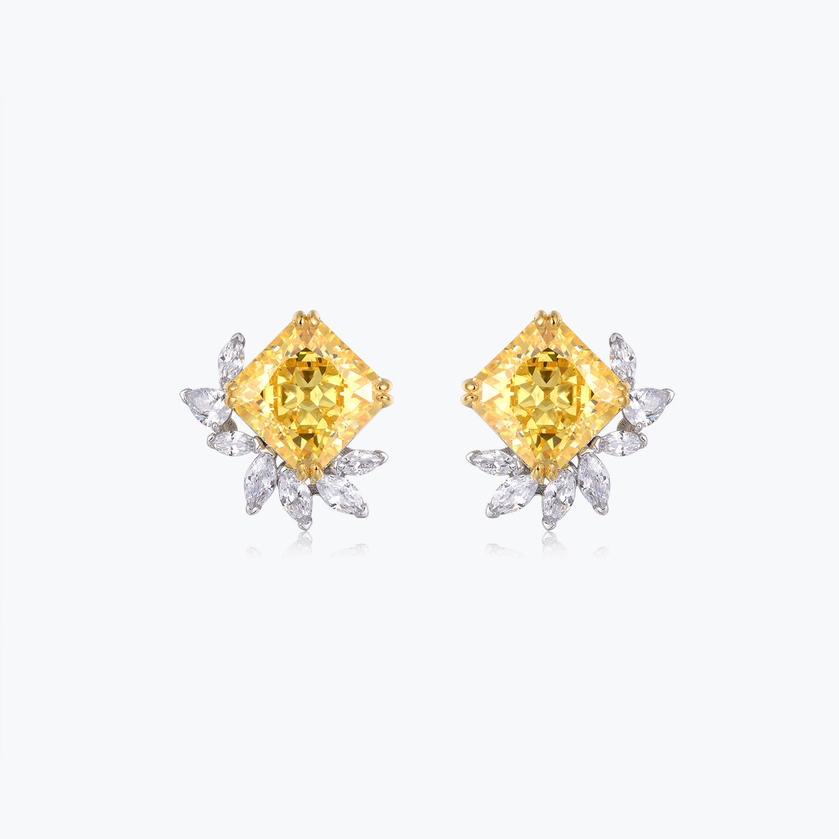 Dissoo® Yellow Vintage Snowflake Cluster Sterling Silver Earring