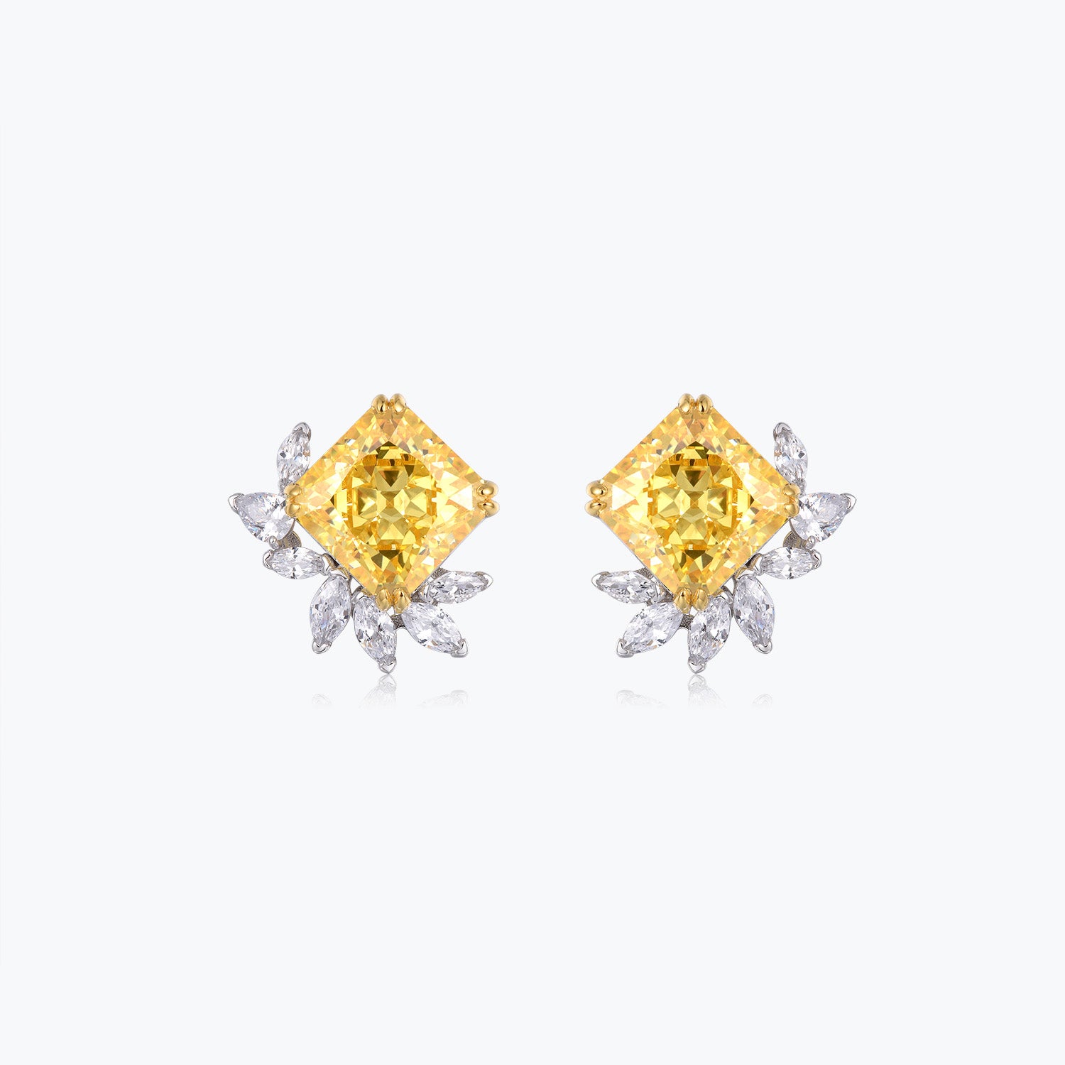 Dissoo® Yellow Vintage Snowflake Cluster Sterling Silver Earring