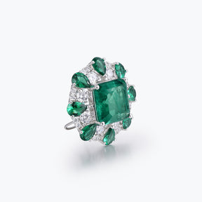 Dissoo® Asscher Cut Emerald Green Sterling Silver Stud Earring